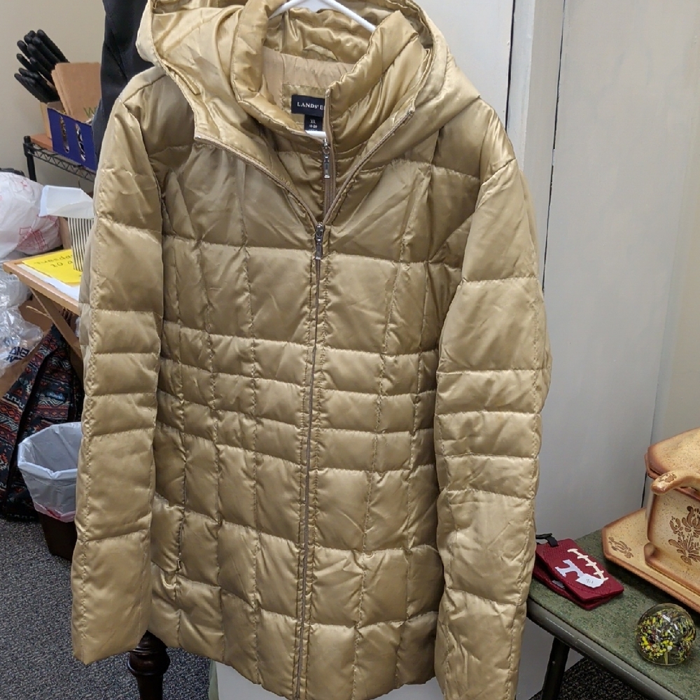 Lands' End Women's Shimmering Gold Puffer Coat